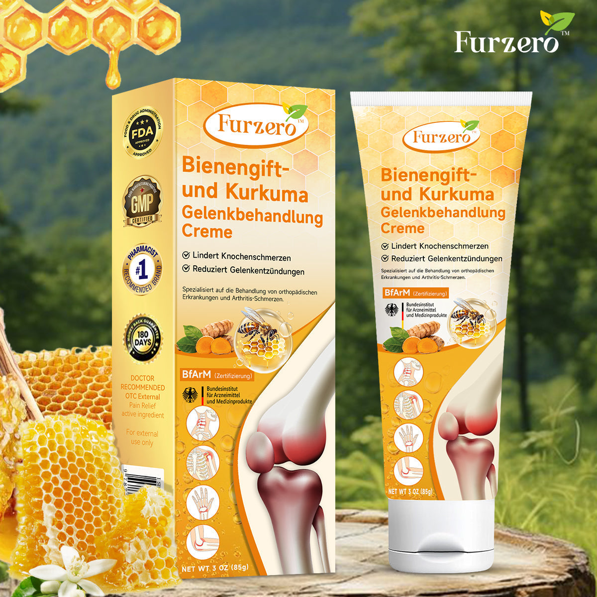 Fuzero™ Krem do leczenia stawów z jadem pszczelim i kurkumą (specjalizuje się w łagodzeniu dyskomfortu ortopedycznego i bólu stawów)