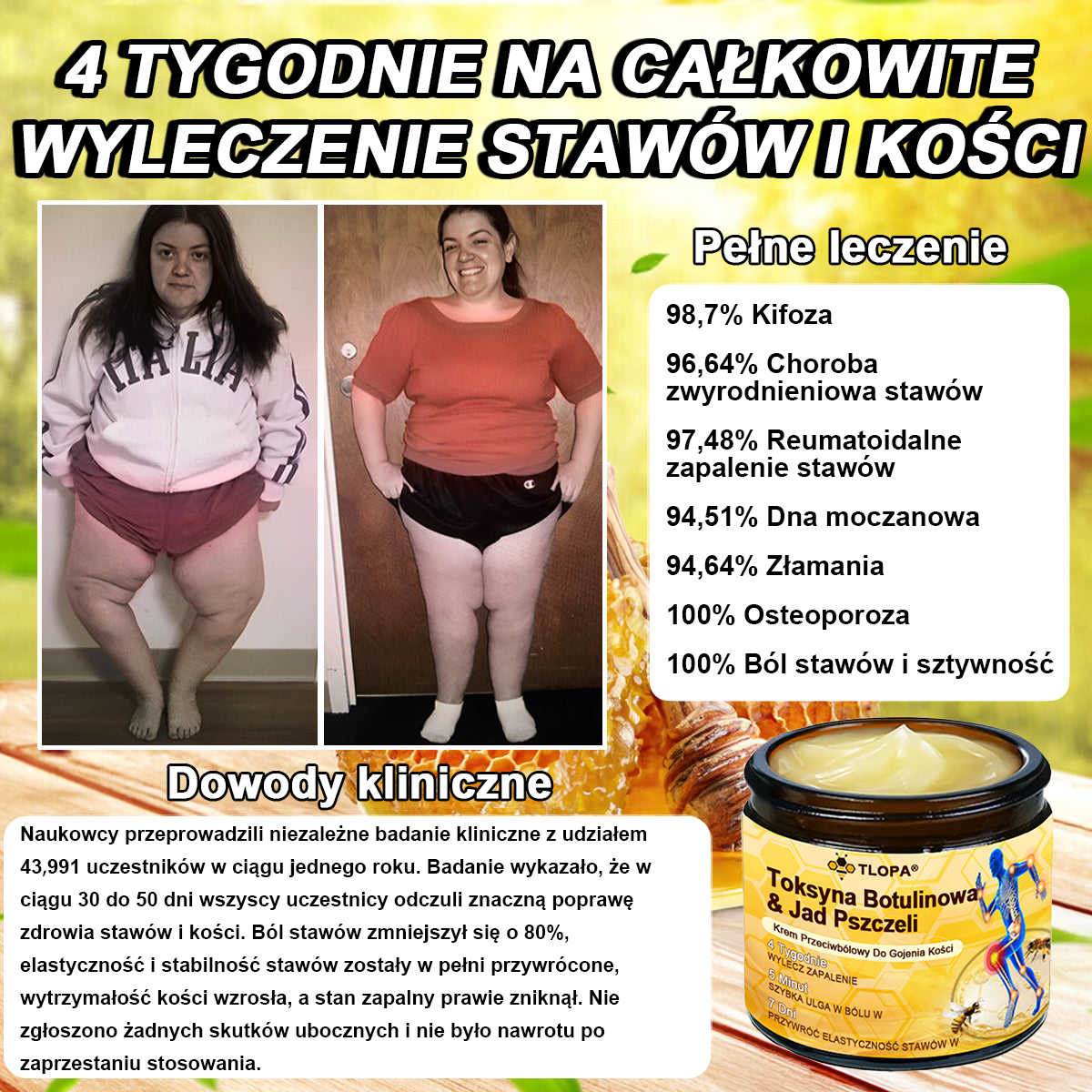 (Specjalnie dla osób starszych & polecane przez ortopedów) 🔥🔥 Krem TLOPA® z Toksyną Botulinową i Jadem Pszczelim – Przeciwbólowy i Regenerujący Kości 🐝🌿