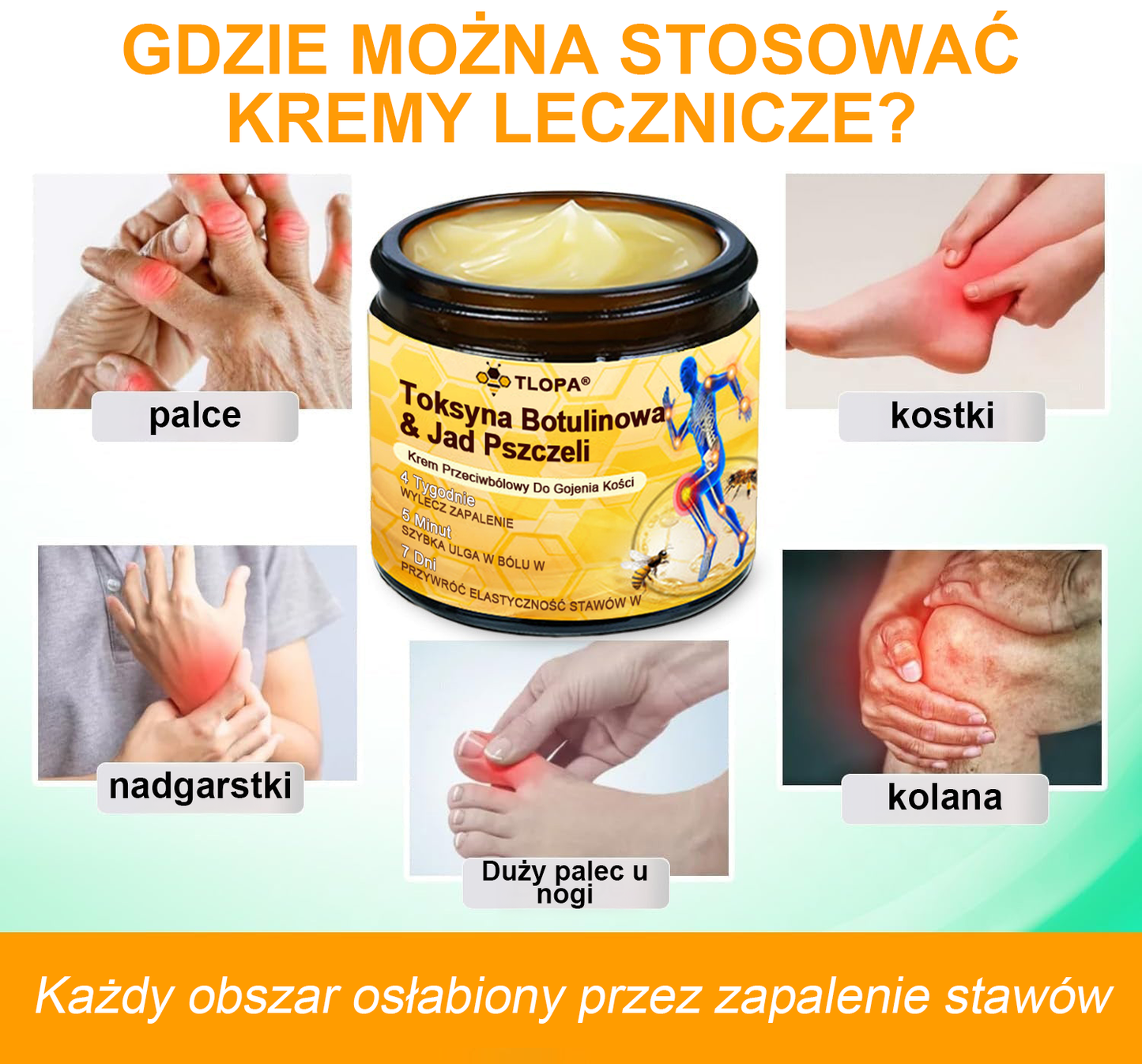 (Specjalnie dla osób starszych & polecane przez ortopedów) 🔥🔥 Krem TLOPA® z Toksyną Botulinową i Jadem Pszczelim – Przeciwbólowy i Regenerujący Kości 🐝🌿
